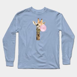 Bubblegum Blowing Giraffe Long Sleeve T-Shirt